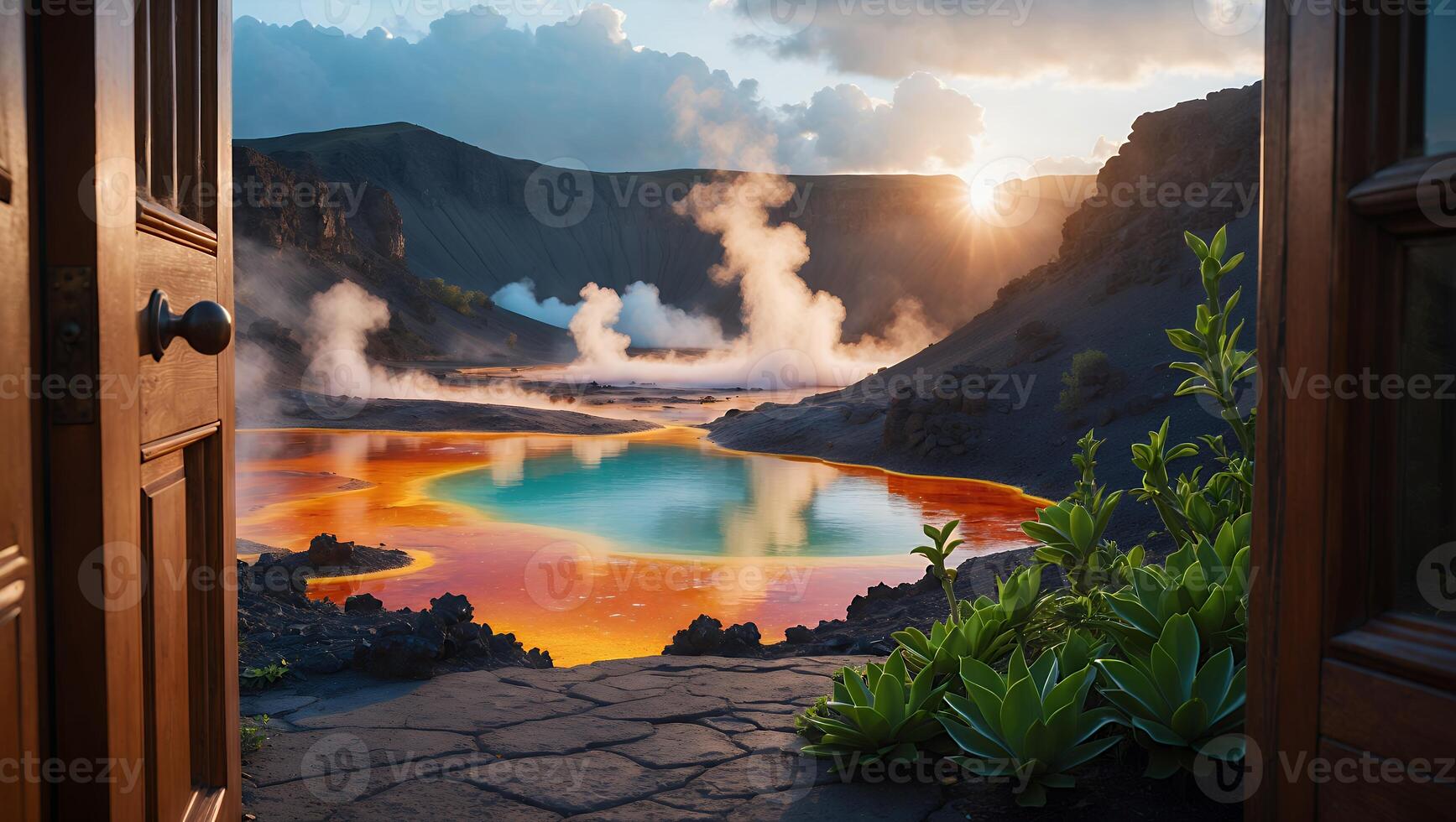 Grand Prismatic Spring View From Open Doorway photo