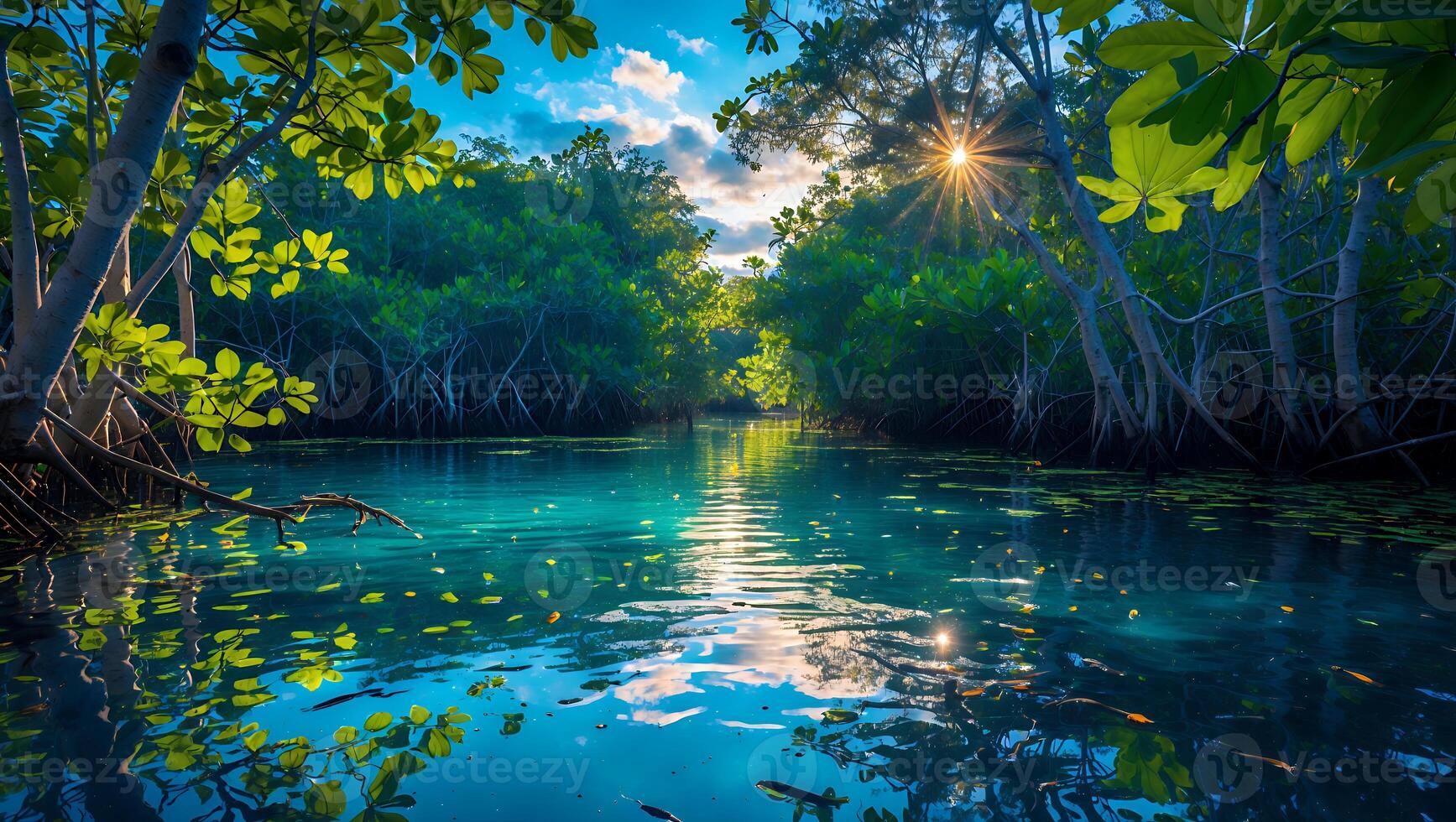 Mangrove Forest Water Reflection Landscape Photography photo