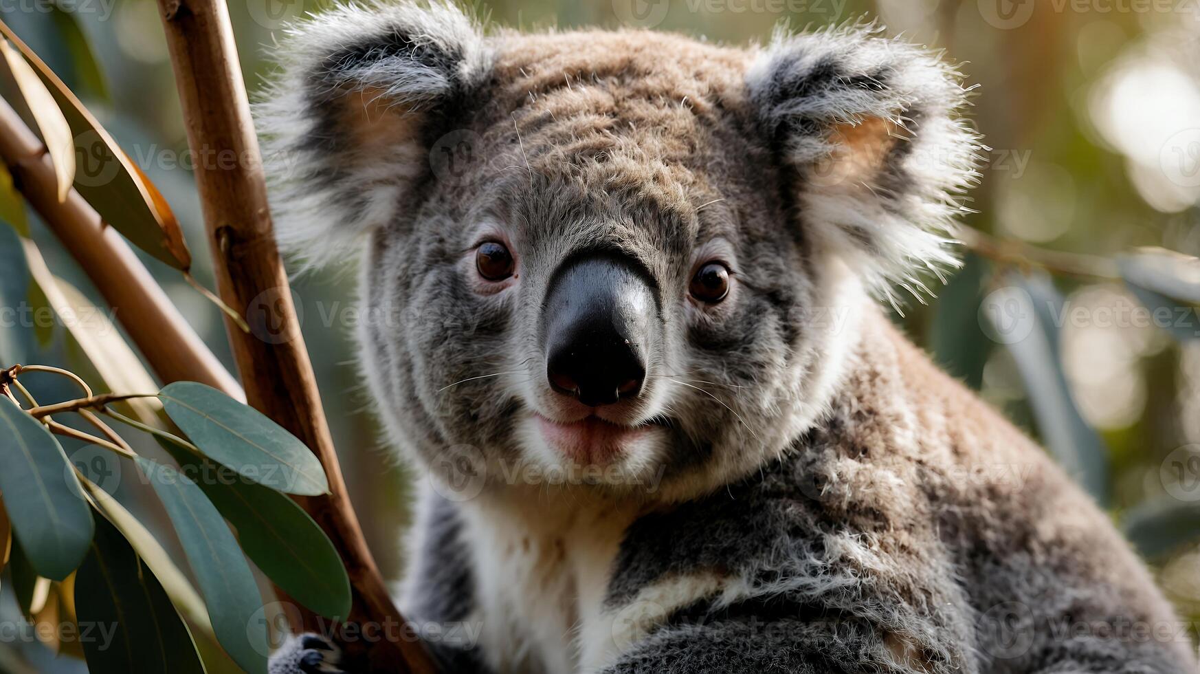 Koala on Tree Branch Portrait photo