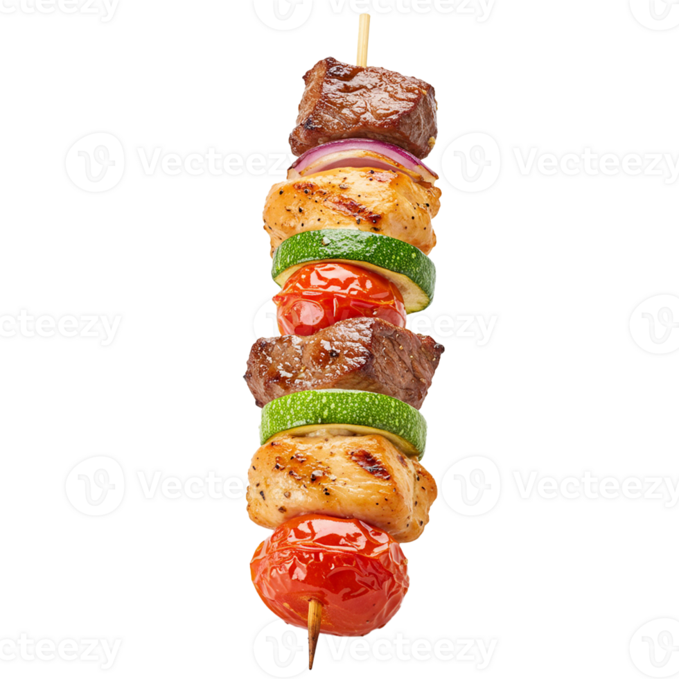 Barbecue skewers prepared for grilling a variety of tasty meats png