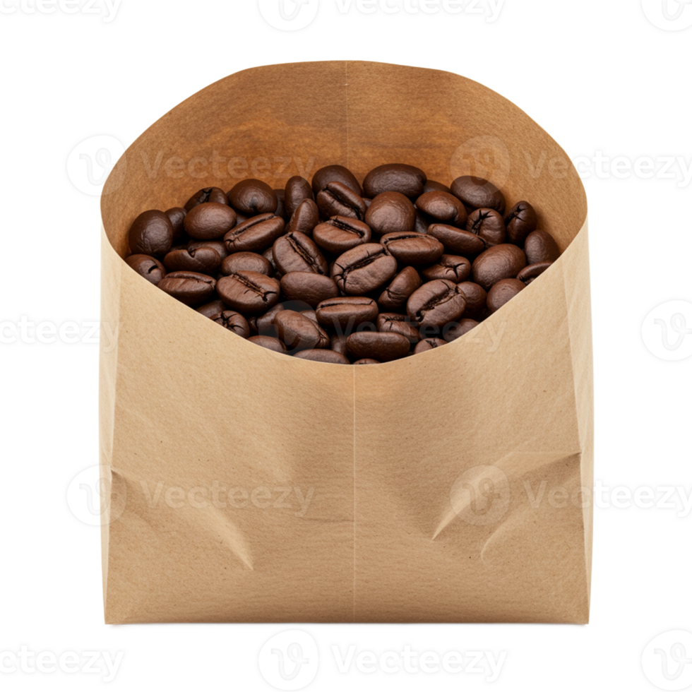 Coffee beans stored in a bag for preserving flavor and freshness png