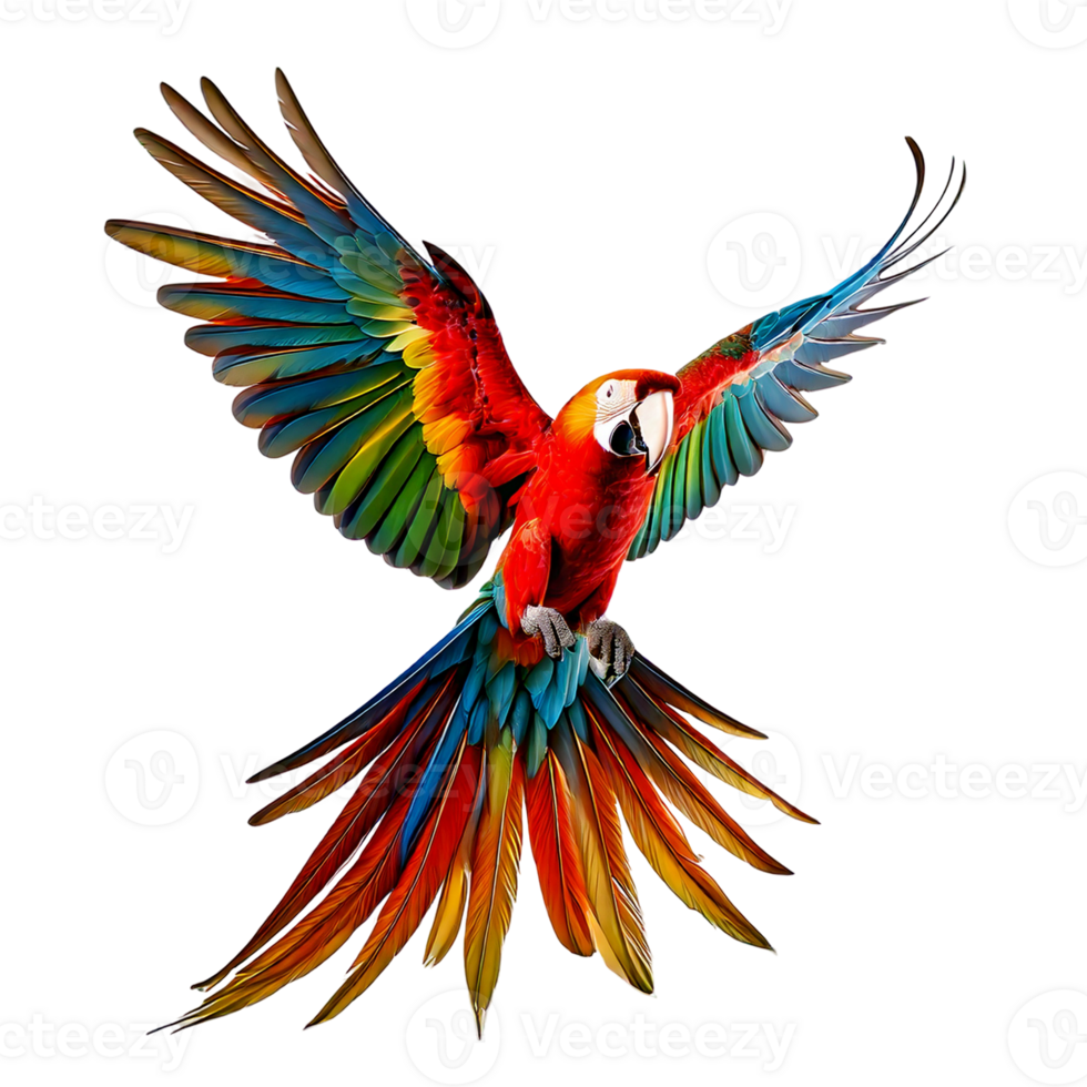 A beautiful parrot with wings spread wide, mid-flight png