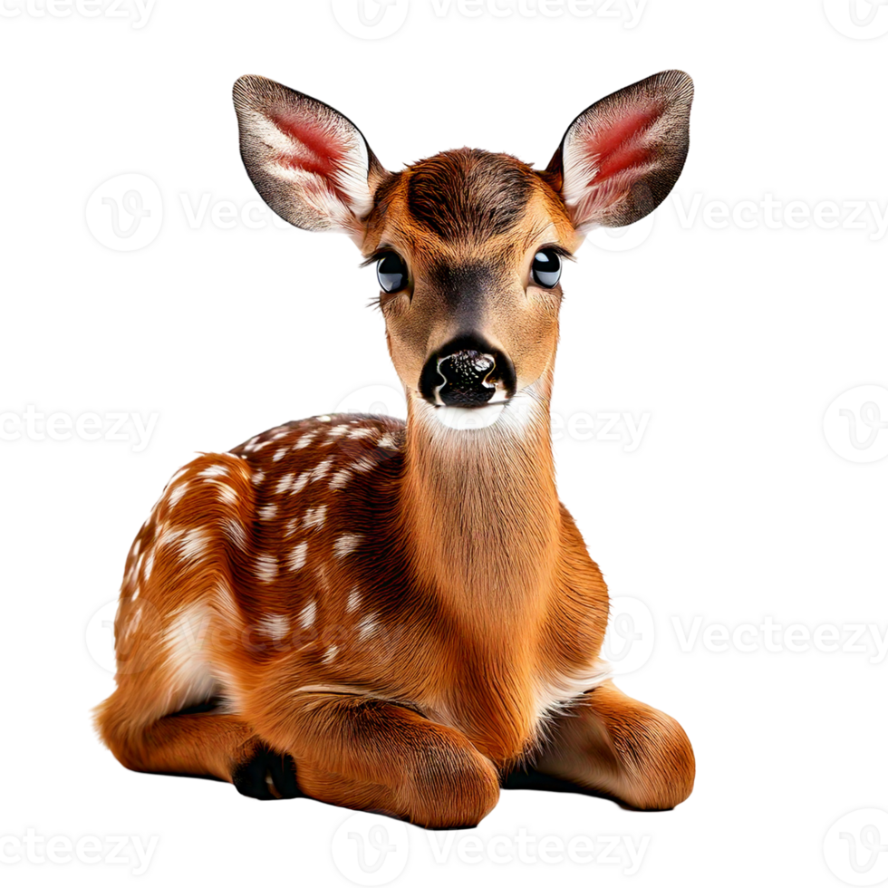 A beautiful fawn sitting gracefully with big, innocent eyes png