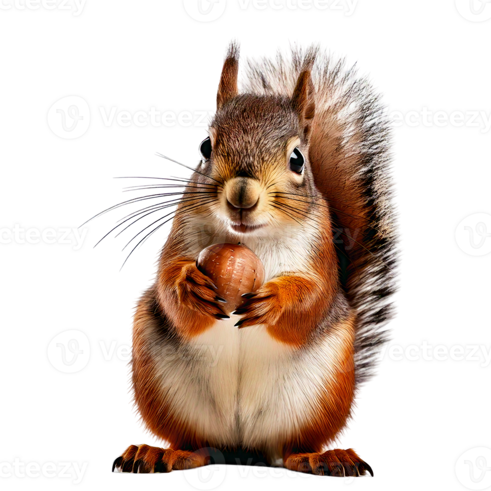 A cute squirrel holding an acorn, ready to nibble png