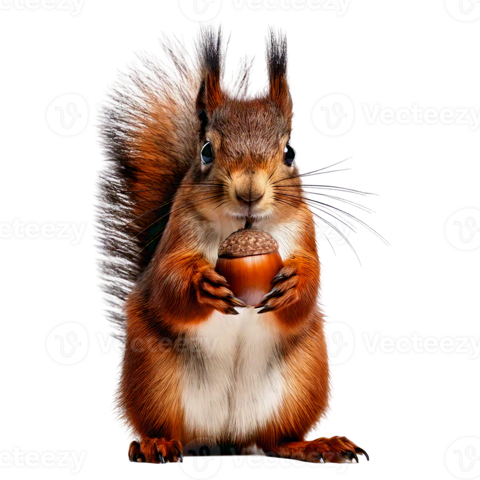 A squirrel holding an acorn, ready to nibble. png
