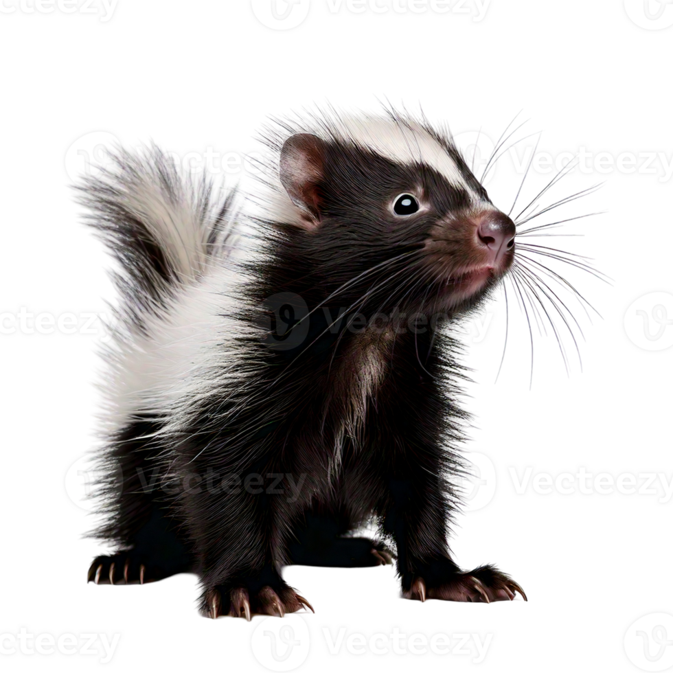 A playful baby skunks sniffing the air curiously png