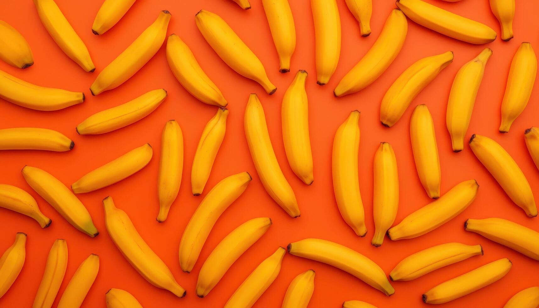 Fresh Bananas Pile Background with Copyspace Top View Colorful Food Environment photo