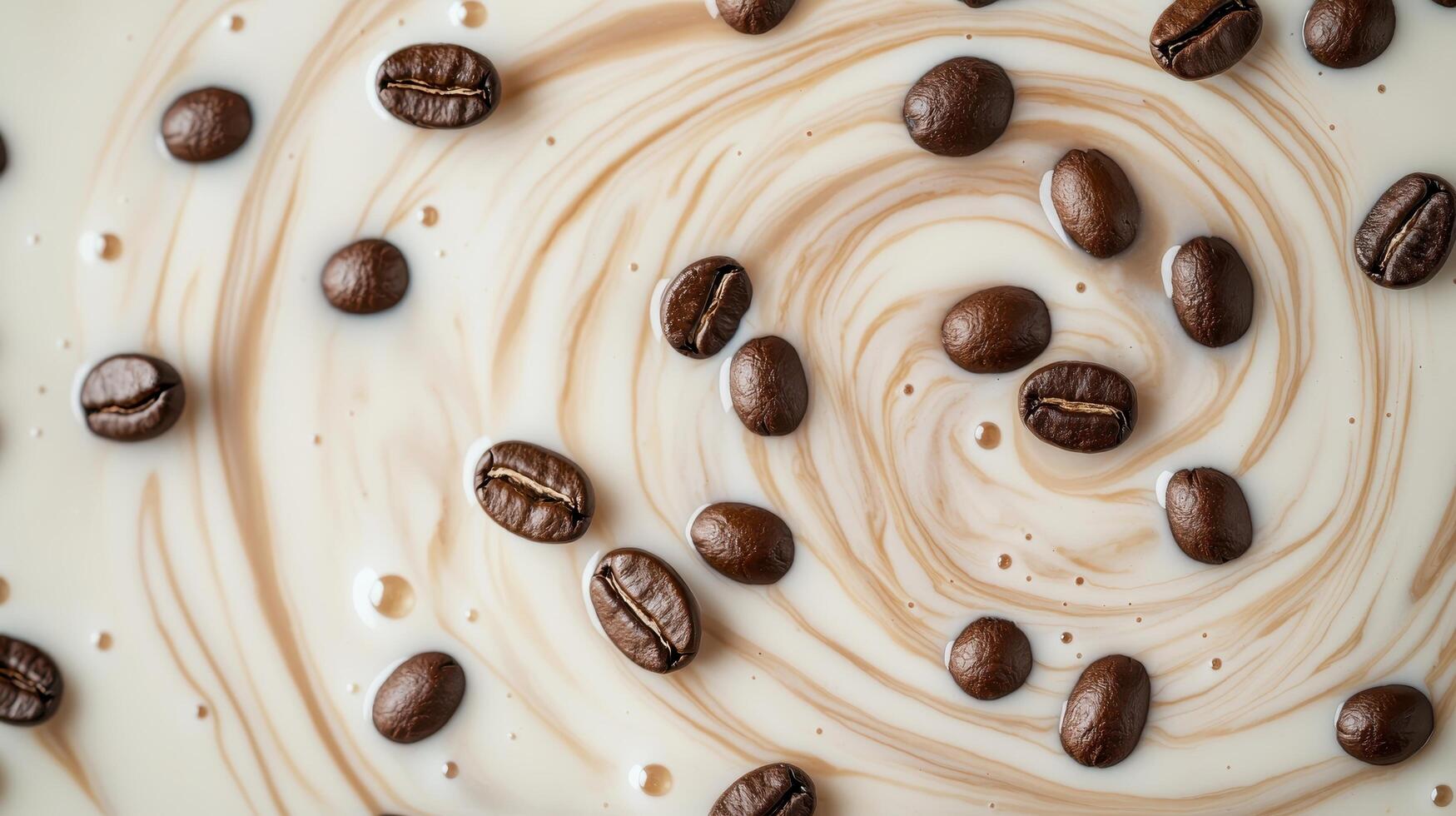Creamy Coffee Whirlwind with Beans Abstract Background Copyspace for Creative Use photo