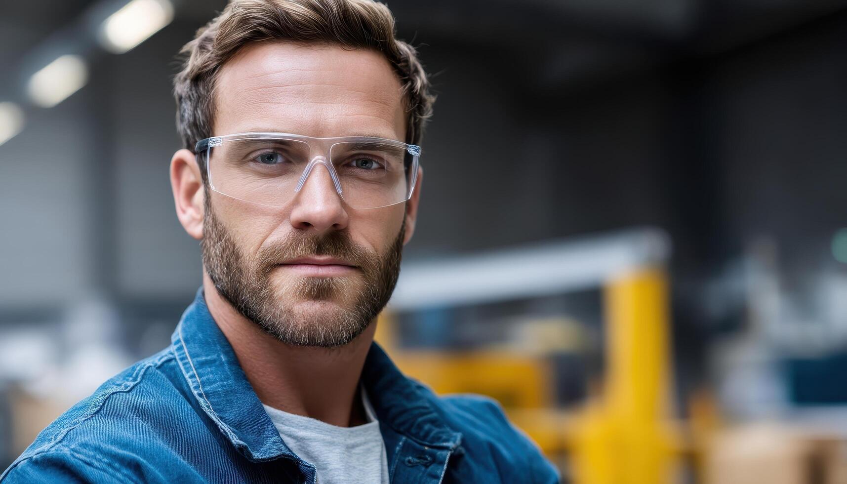 Candid Portrait of a Male Engineer in Industrial Setting Copyspace Background for Professional Use photo