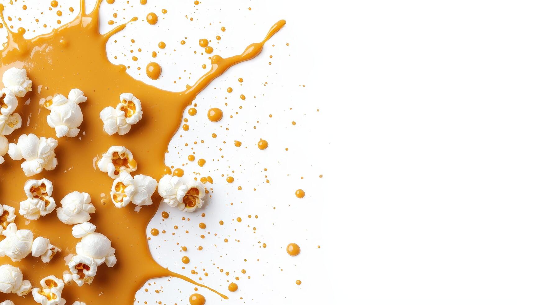 Popcorn splash action studio food photography clean background close-up fun culinary experiment photo