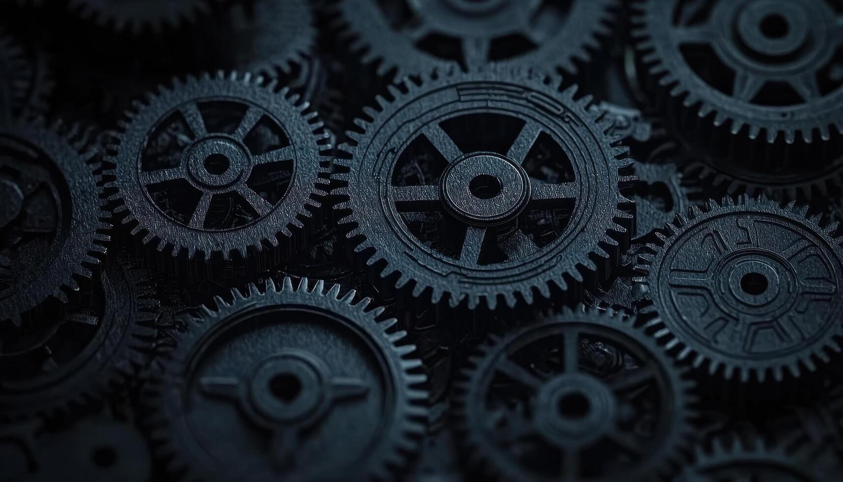 Dynamic industrial gears in motion factory setting high-quality image close-up view mechanical concept photo