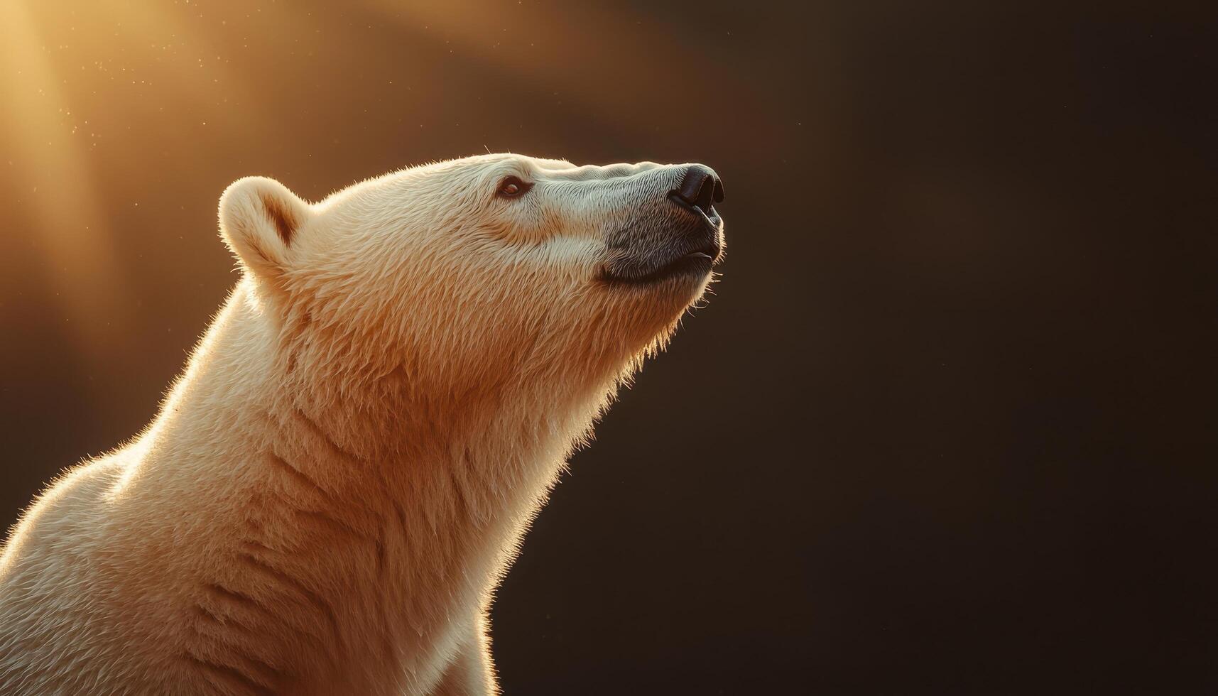 Majestic polar bear observing its natural habitat in winter wonderland close-up shot serene environment photo