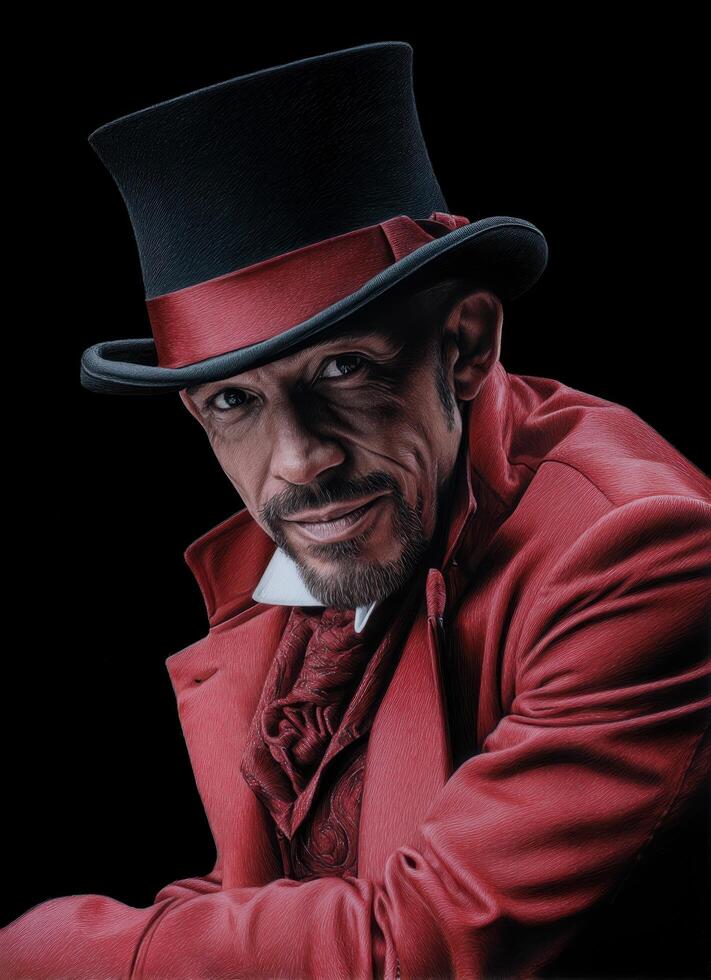 The mysterious magician's portrait studio digital art dark background intimate close-up enigmatic character photo
