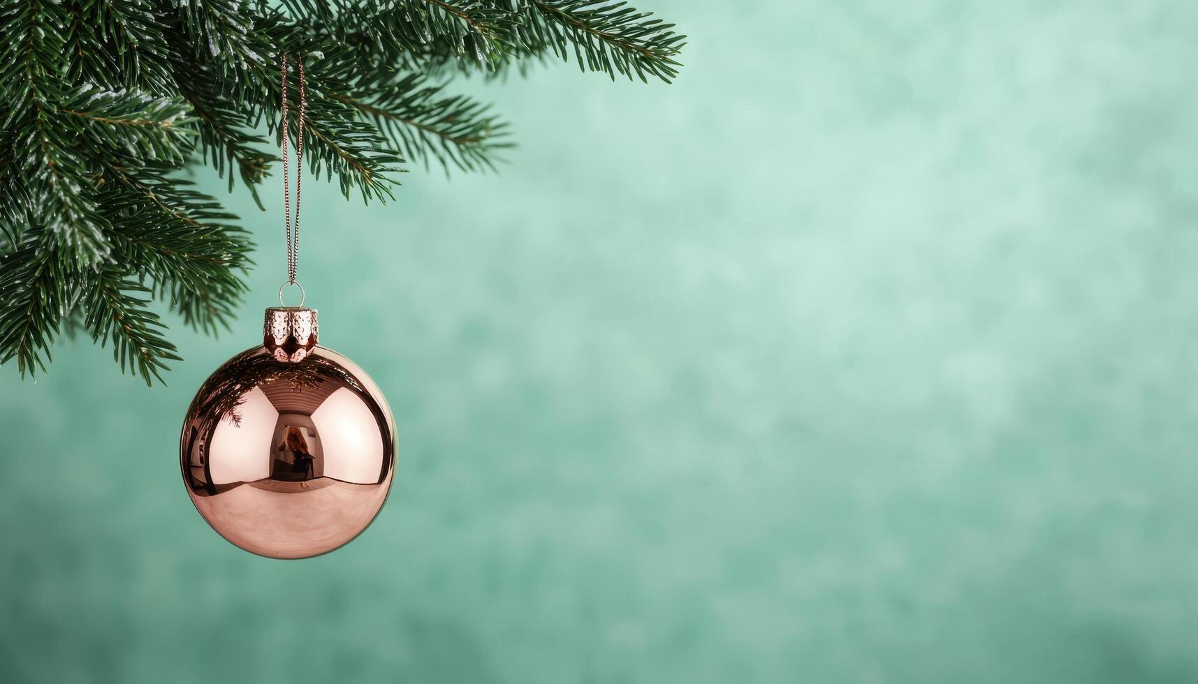 Decorative christmas ornament hanging from pine branch festive atmosphere close-up view holiday concept photo