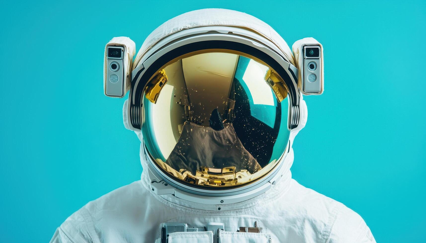 Astronaut in space suit studio setting portrait photography modern environment front view space exploration concept photo