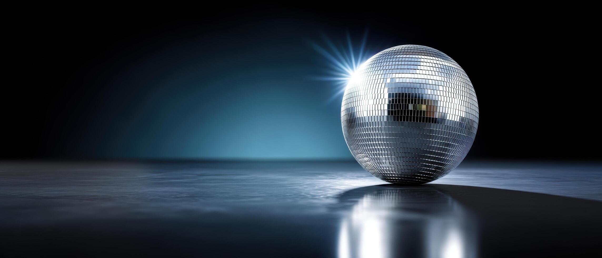 Dazzling disco ball reflection studio setting photo dark environment close-up view vibrant party concept