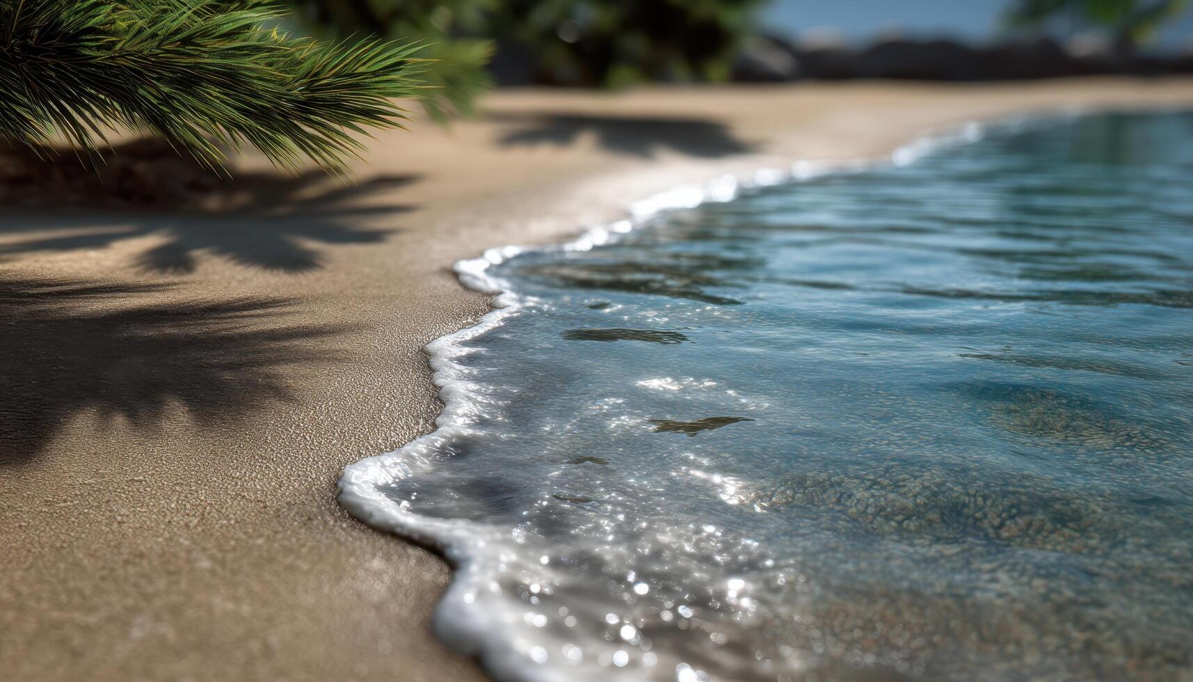 Waves lapping on serene beach tropical paradise nature photography sunlit shoreline close-up view tranquility photo