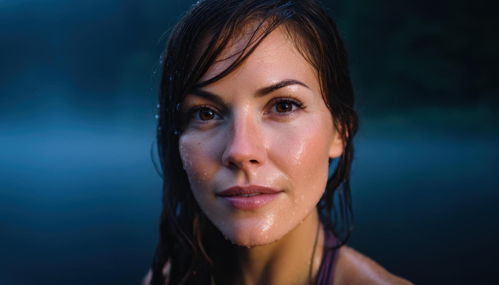 Intimate portrait of a woman misty forest photography natural light close-up serenity photo