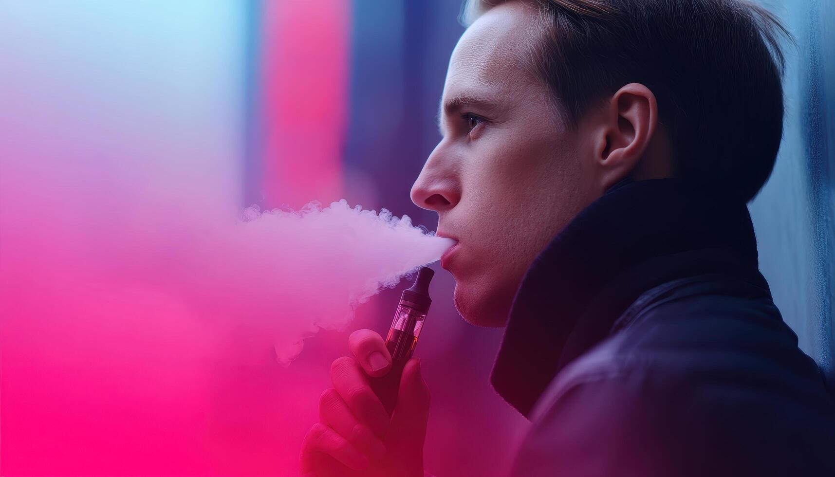 Vaping action scene urban environment lifestyle portrait modern aesthetic close-up perspective photo