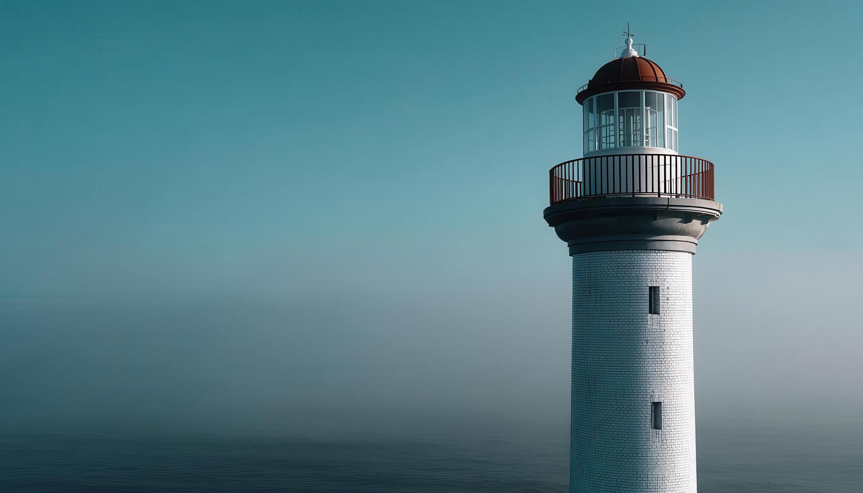 Captivating lighthouse view at sunrise coastal landscape aerial photography in serene atmosphere photo