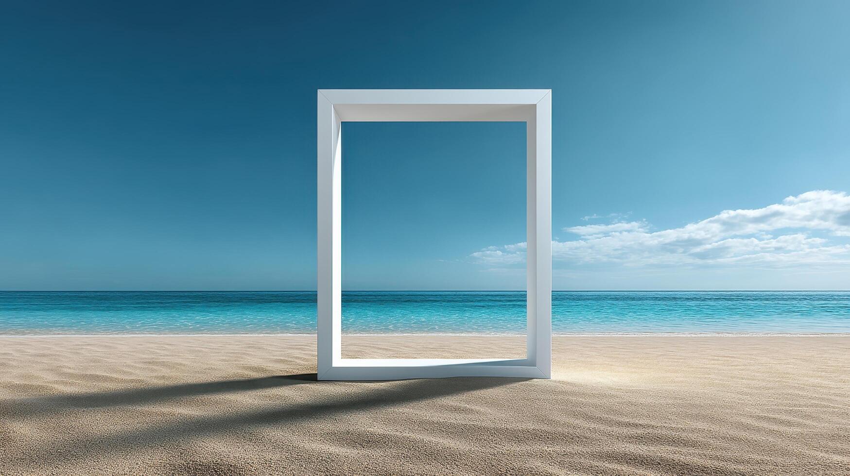 Framed reflection of tranquil ocean beachfront view digital art serene environment photo