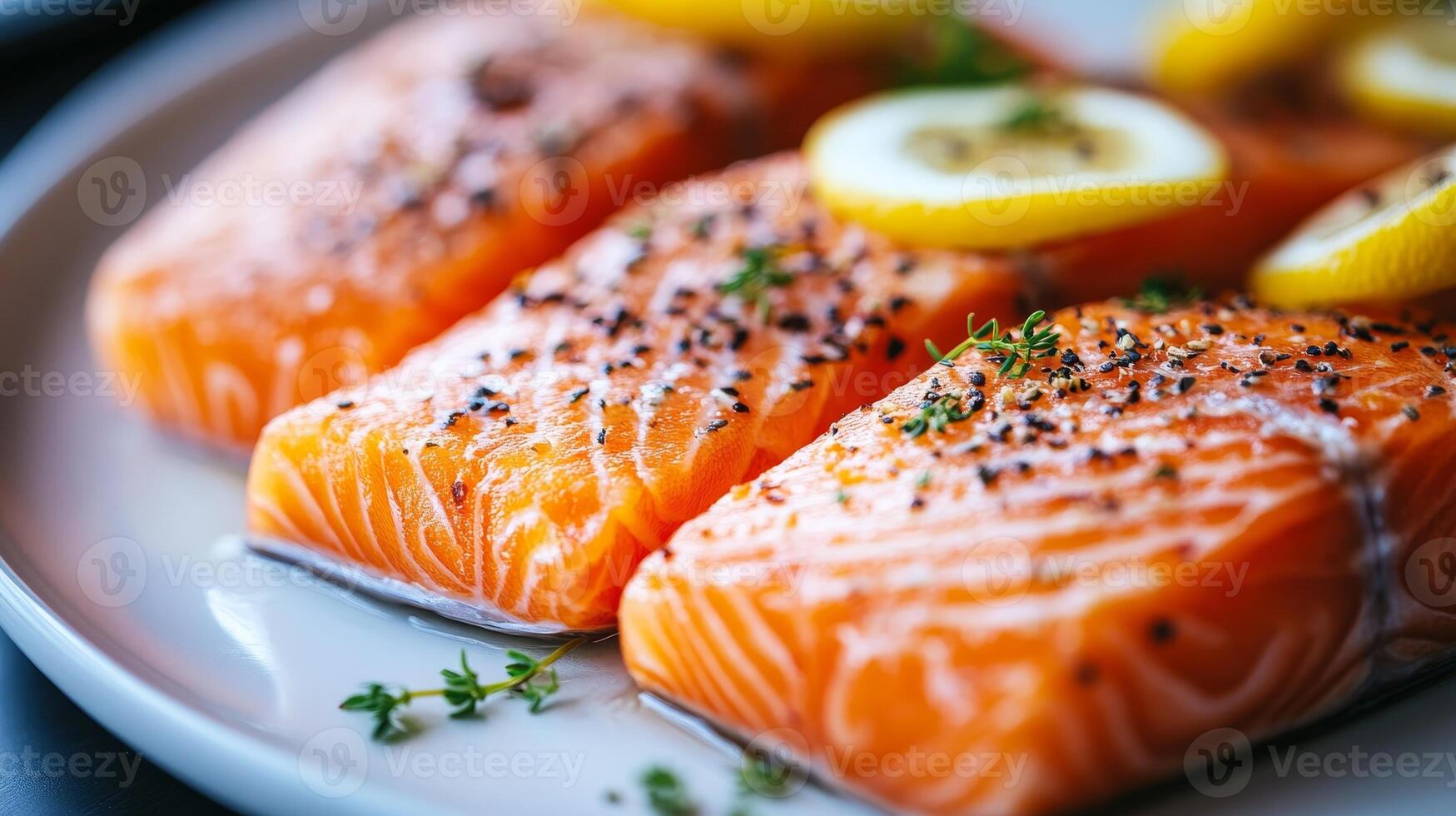 Freshly Prepared Salmon with Lemon and Herbs photo