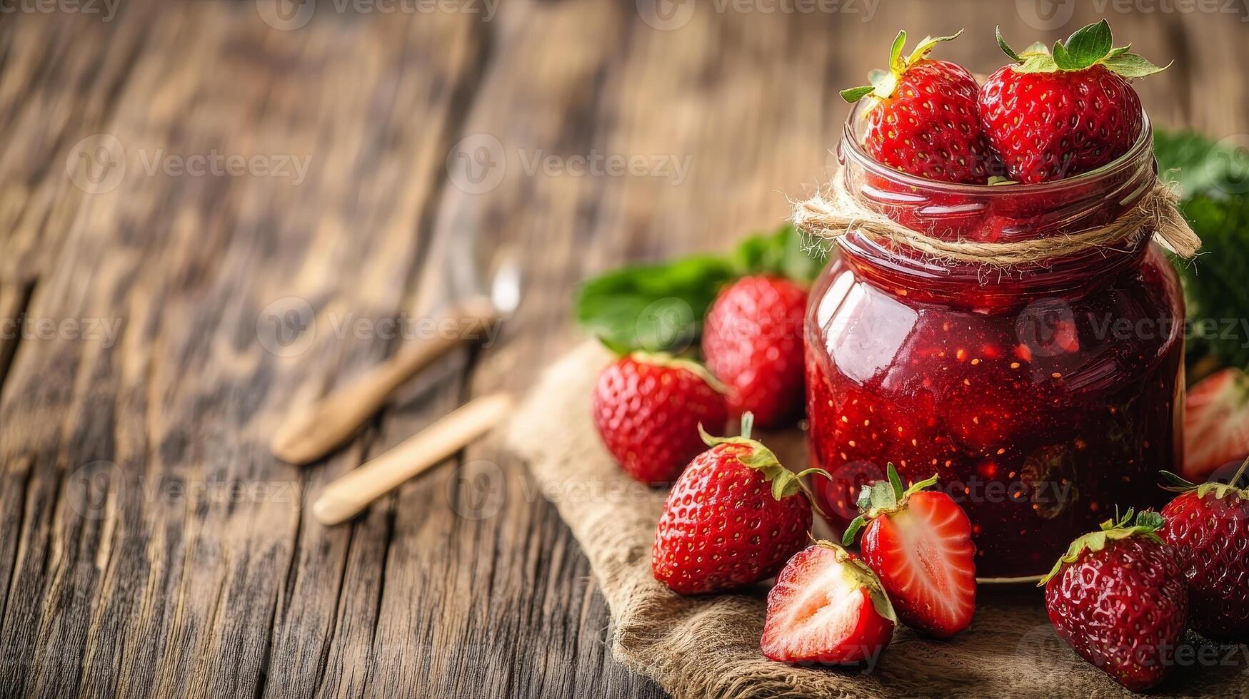 Homemade Strawberry Jam in a Jar - Sweet Summer Treat photo