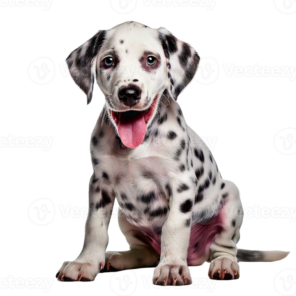 A cute Dalmatian puppy with its tongue out, ready to play png