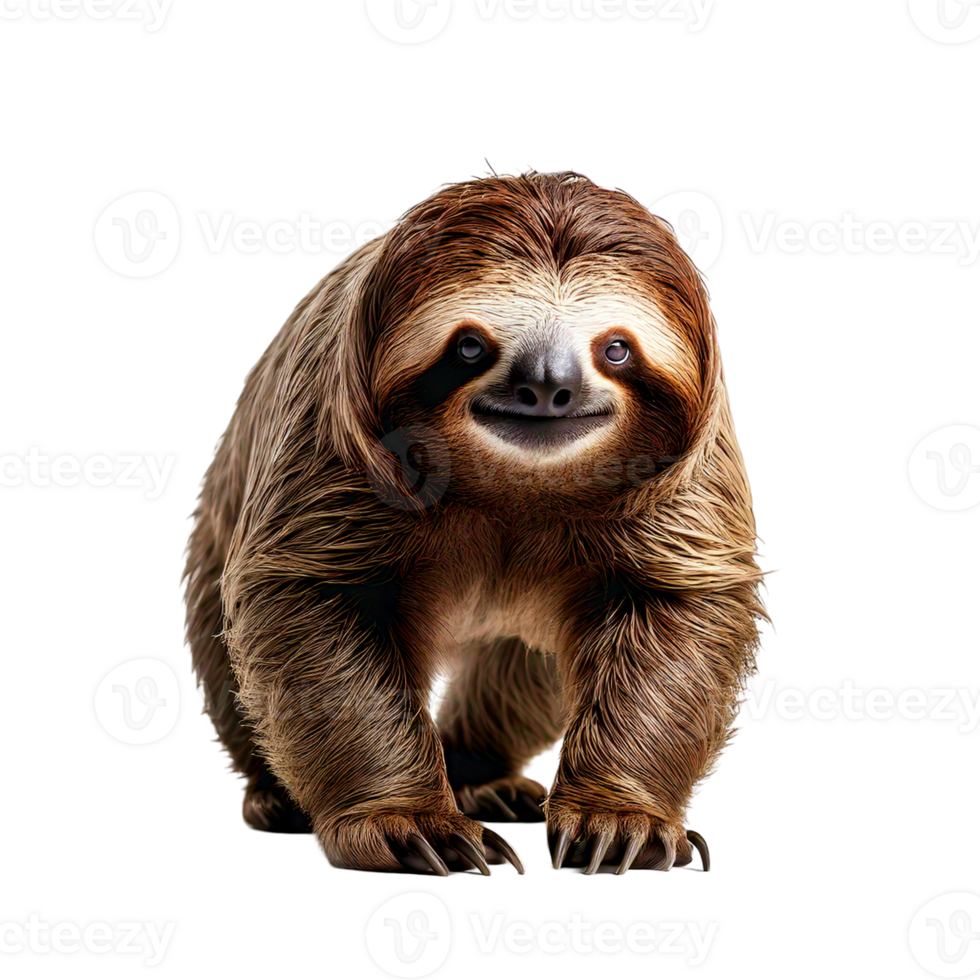 A sleepy sloth WALKING, smiling gently. png
