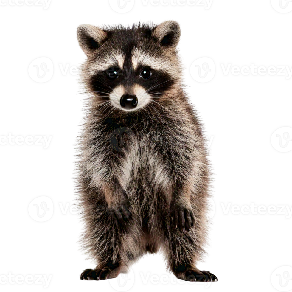 A cute raccoon standing with its paws out, looking mischievous png
