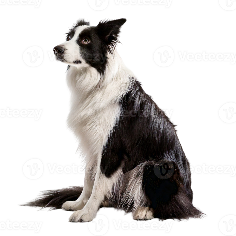 A Border Collie sitting attentively, looking intelligent png