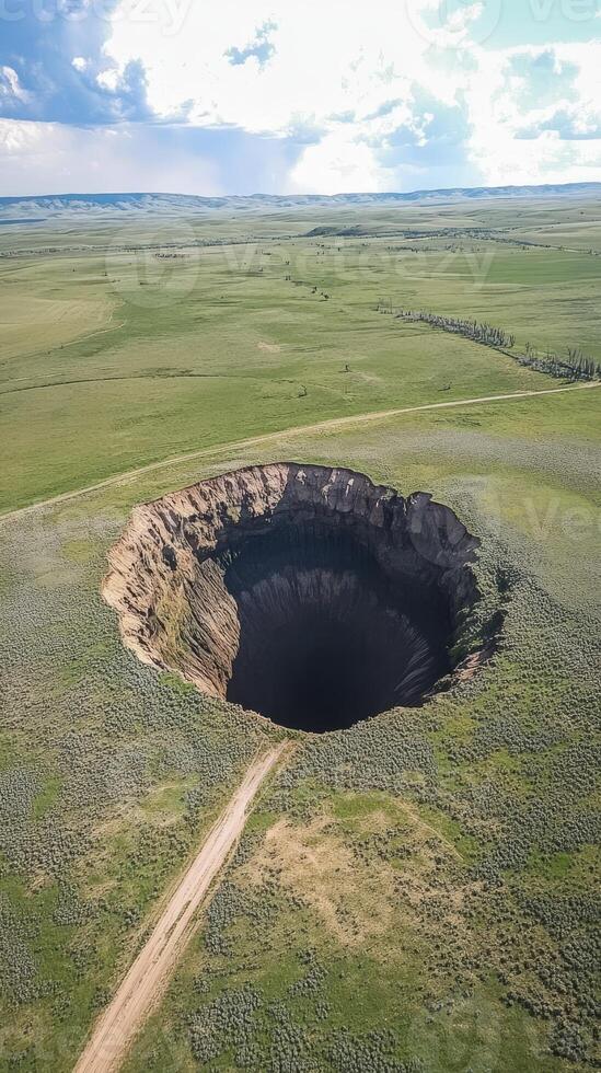 Awe-Inspiring Natural Depression in Vast Plains Landscape photo
