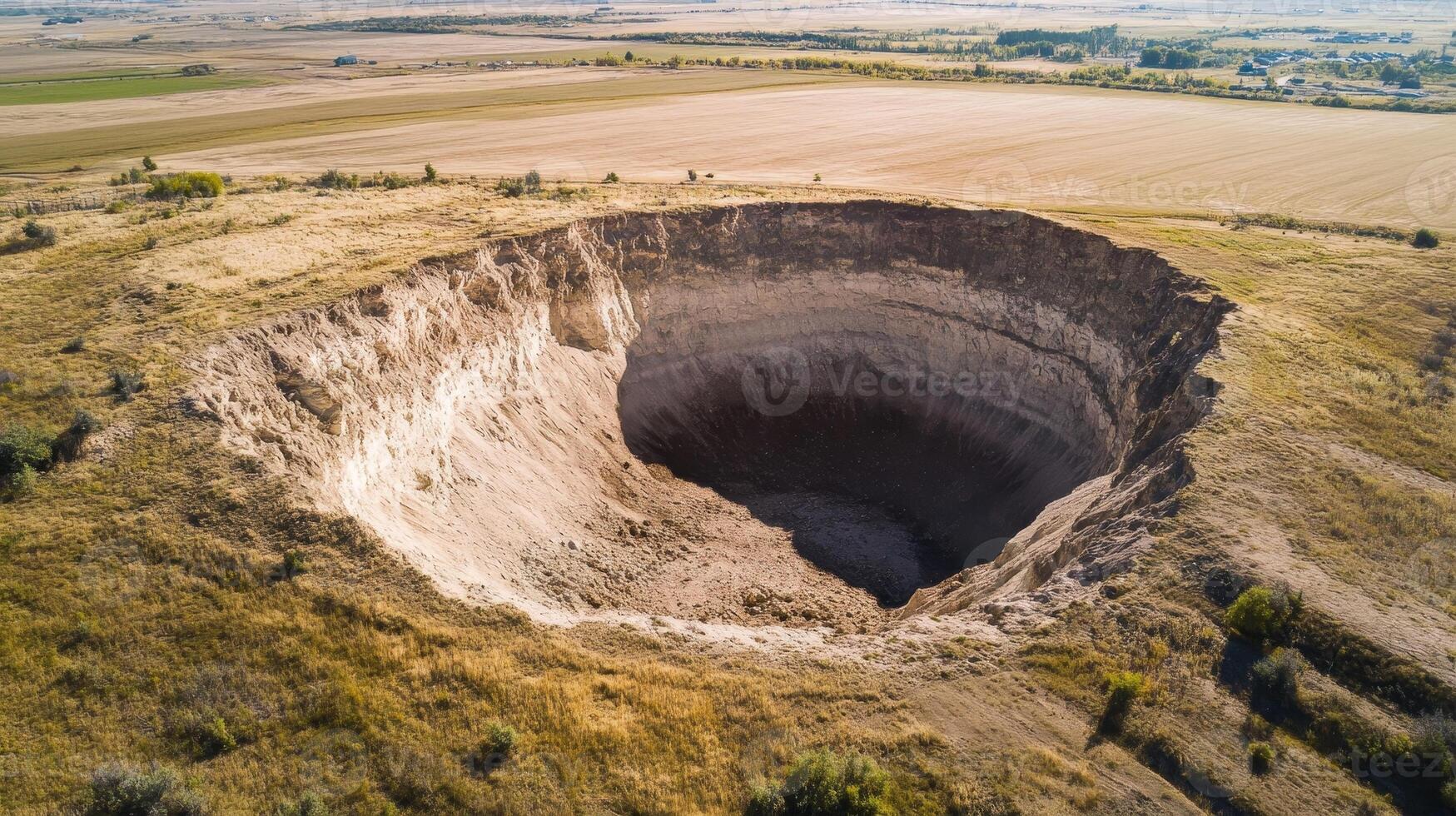 Massive Ground Collapse in a Rural Landscape photo