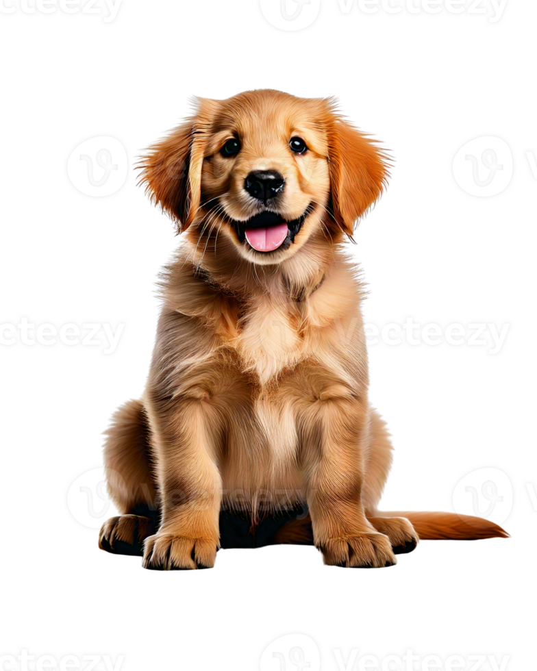 An agile puppy golden retriever sitting and waiting for owner. png