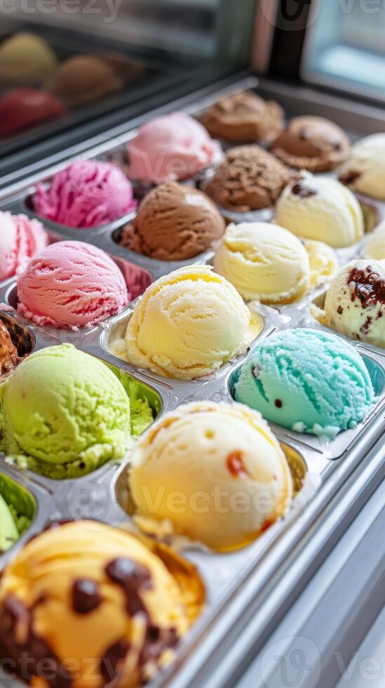 Vibrant selection of ice cream scoops photo