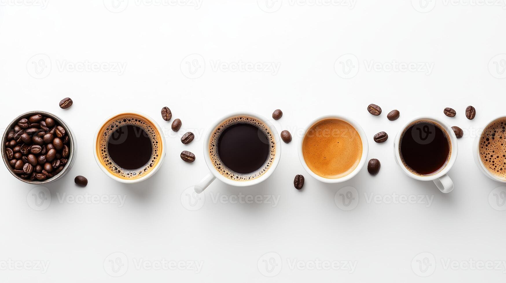 Aromatic Coffee Variety Espresso, Brewed and Latte photo