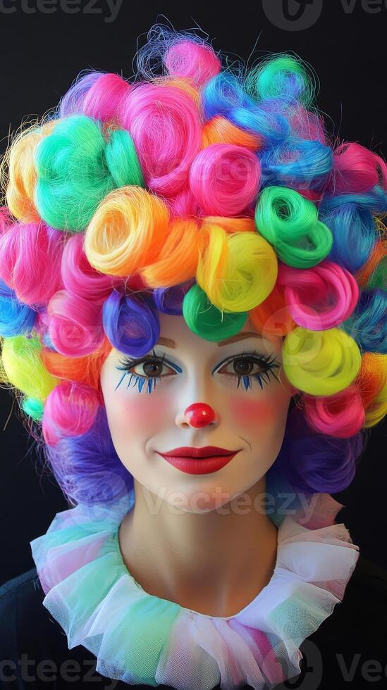 Vibrant Clown Makeup and Colorful Hair photo