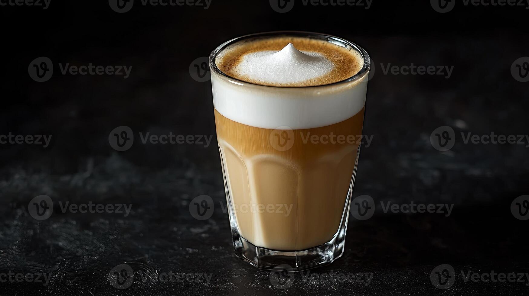 Latte in Glass Cup - A Perfect Morning Drink photo