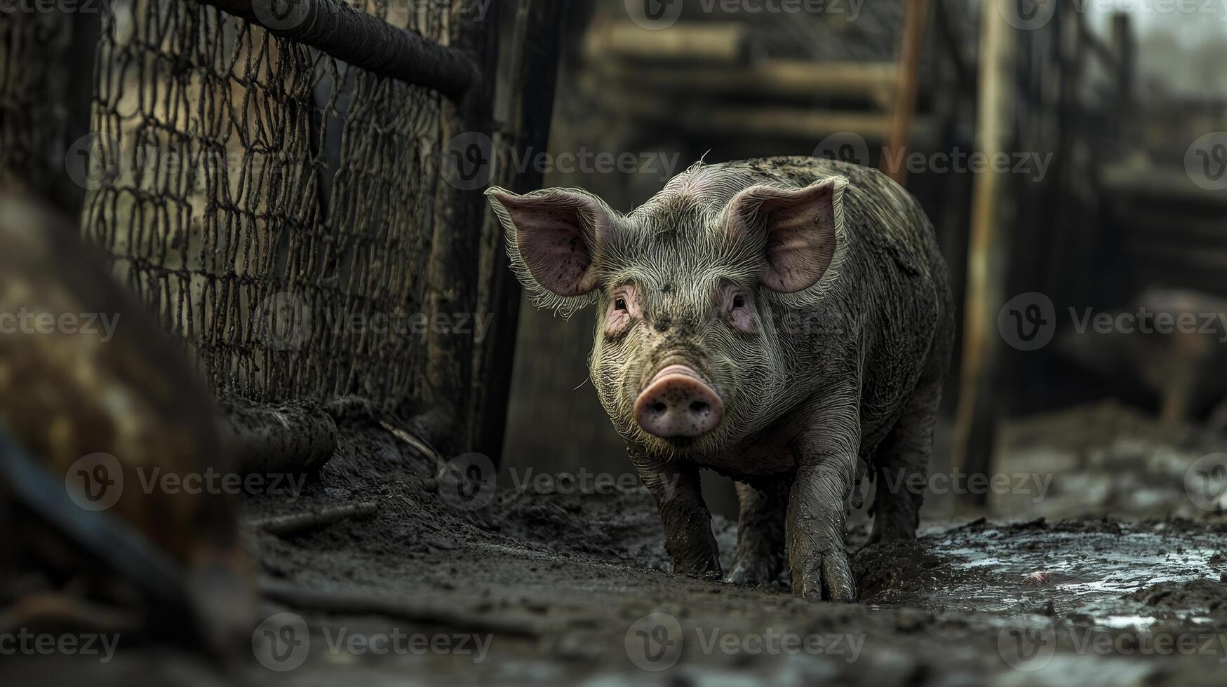 Muddy Pig in a Farm Environment photo
