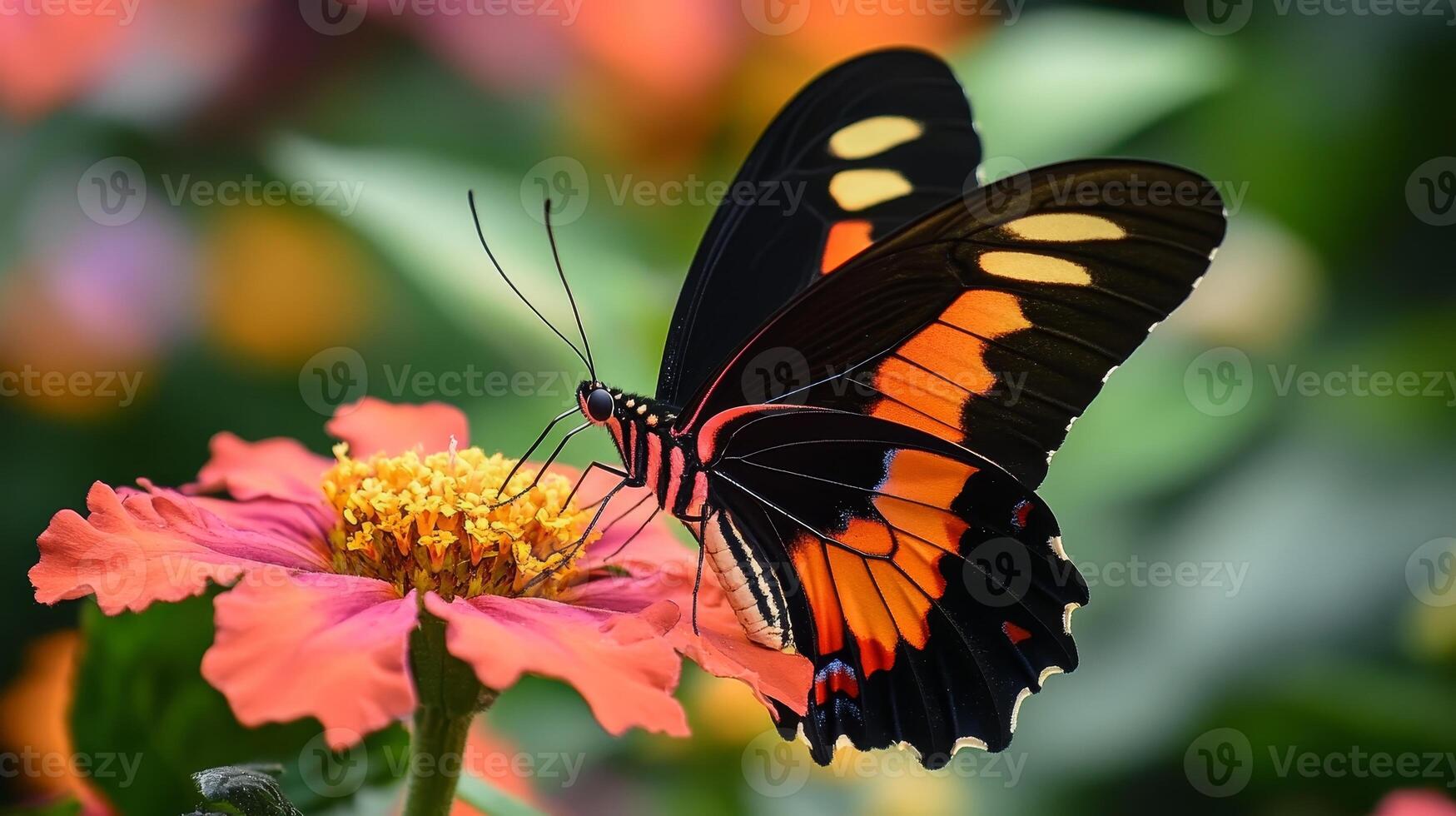 Vibrant Butterfly on a Zinnia Flower photo