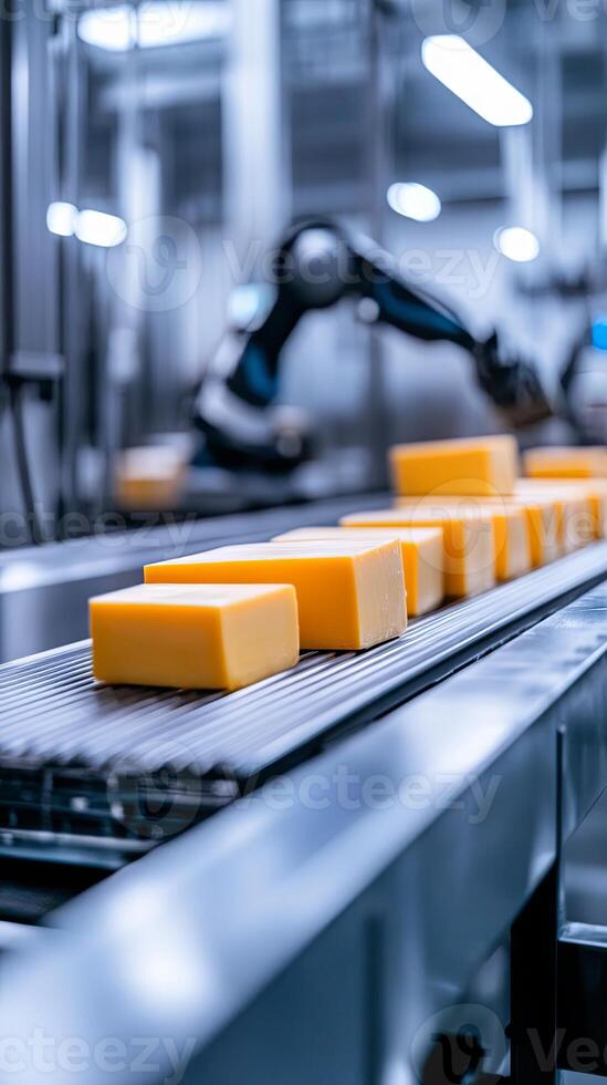 Cheese processing line with robotic conveyor photo