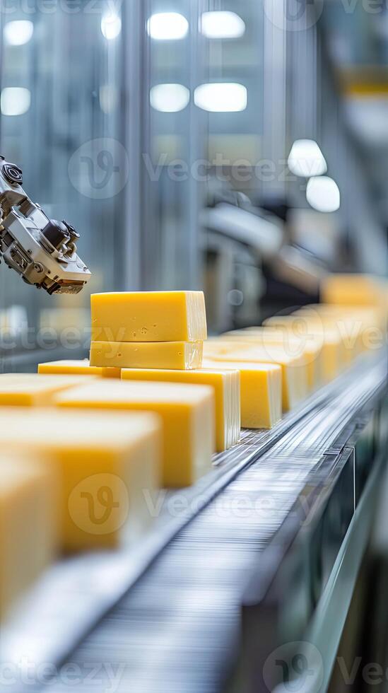 Cheese Production Line Automated Food Processing in a Dairy Factory photo