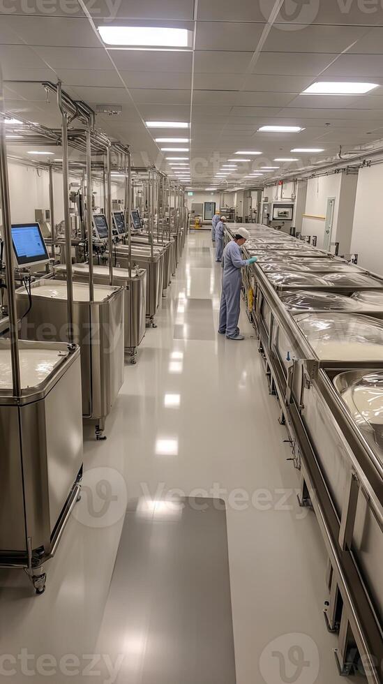 Industrial Facility with Stainless Steel Tanks and Production Line photo