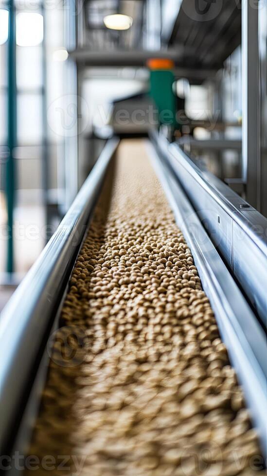 Conveyor Belt Carrying Grain in a Food Processing Factory photo