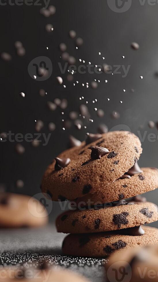 Stack of Chocolate Chip Cookies with Sprinkles photo