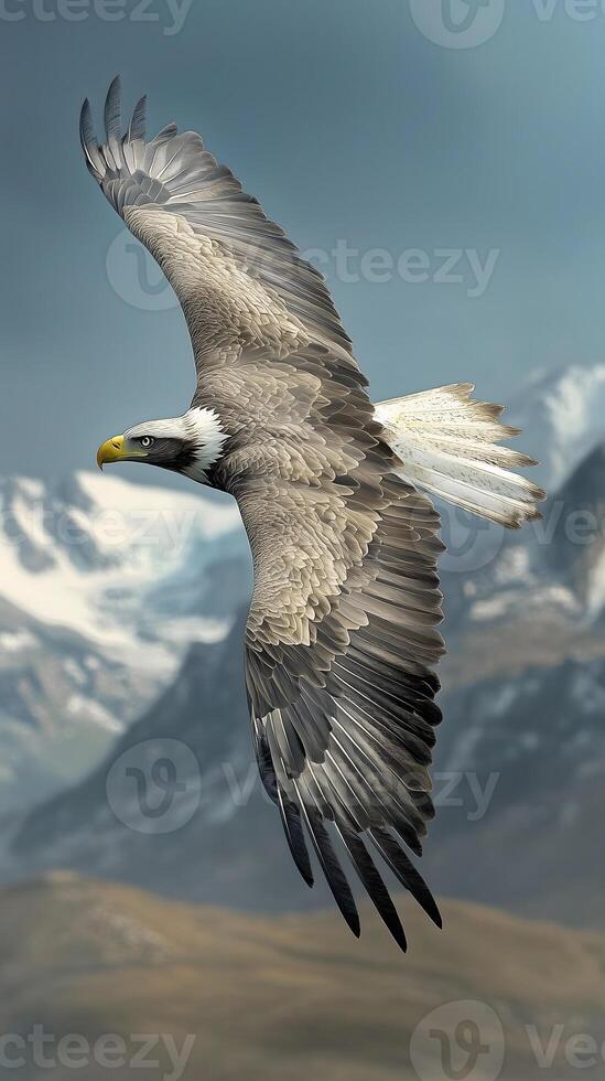 Soaring Eagle Over Mountain Range photo