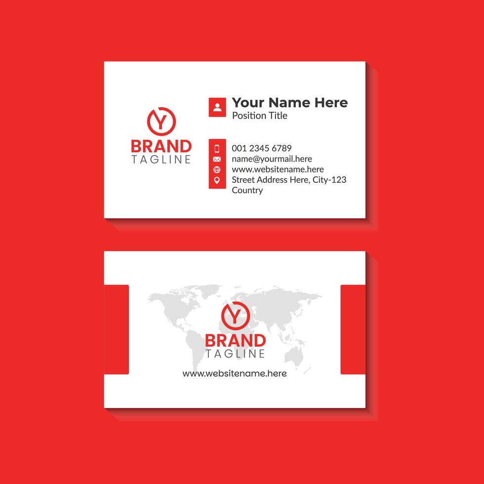 Modern and Creative Business Card Design with Red and White Elements vector