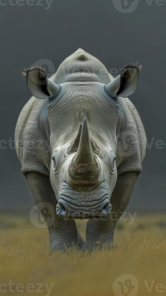 Massive Rhinoceros in Dry Savanna photo