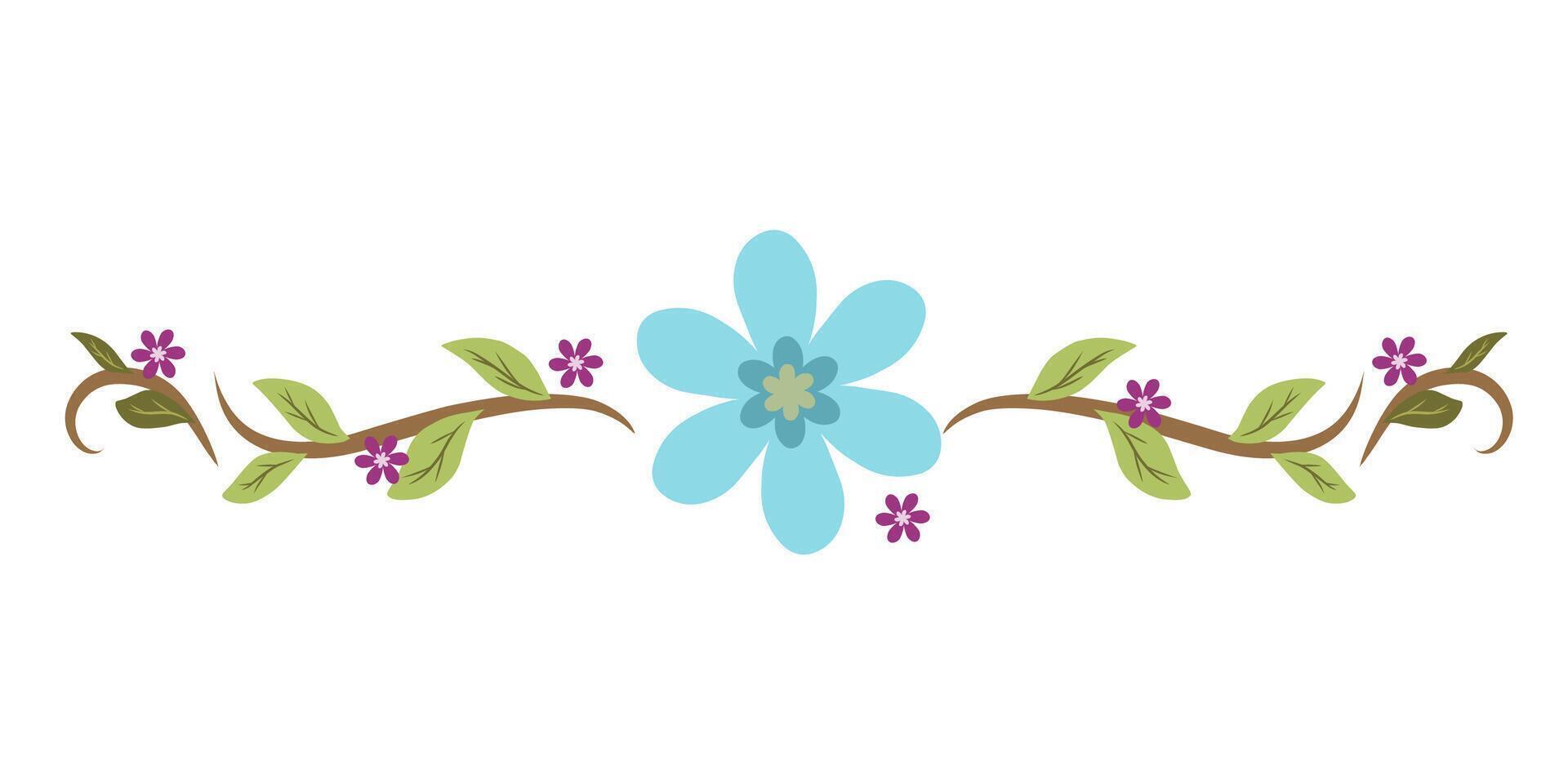 Blue flower border divider clipart vector