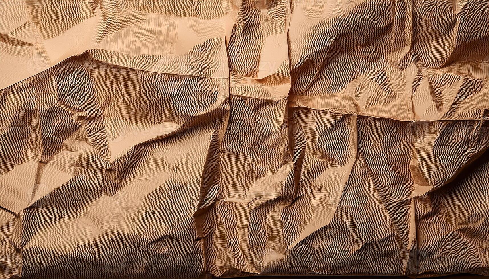 Crumpled paper background with a brown background photo